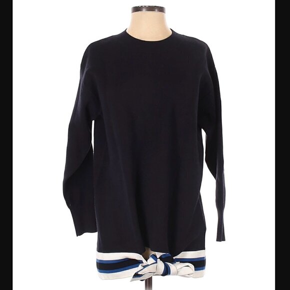 Sandro Sweater XS 0 NWT Pampa Tie-Hem Deep Navy French Label Luxury Warm Thick - Picture 4 of 10